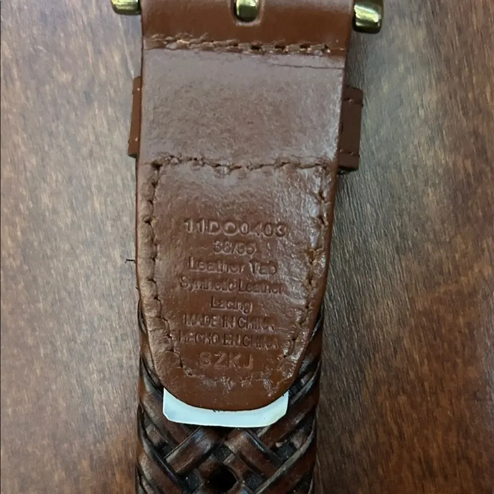 Dockers Braided Brown Belt with Brass Buckle, Adjustable Size L/XL